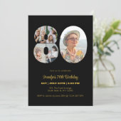 80誕生日番号80フォトコラージッモダンク 招待状 (スタンド正面)