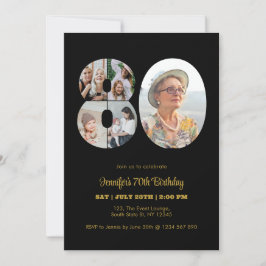 80誕生日番号80フォトコラージッモダンク 招待状