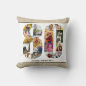 80誕生日番号80フォトコラージベージュ クッション (正面)