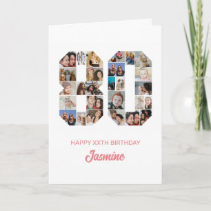 80誕生日番号80フォトコラージュパーソナライズされた カード