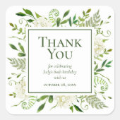 80誕生日白紫陽花ありがとう スクエアシール (正面)