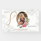 80誕生日白金ゴールドフローラ植物写真 横断幕 (横)