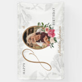 80誕生日白金ゴールドフローラ植物写真 横断幕 (縦)