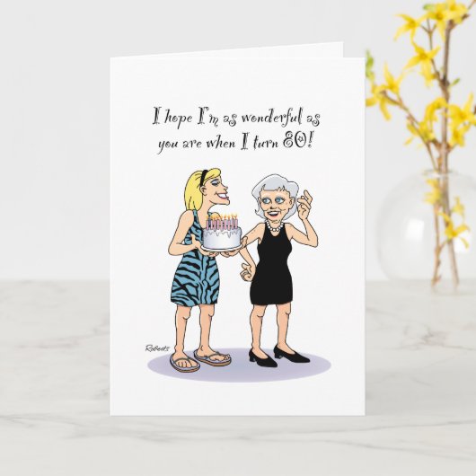 80誕生日祖母 カード (黄色い花)