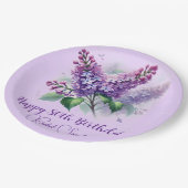 80誕生日紫薄紫花春 ペーパープレート (アングル)