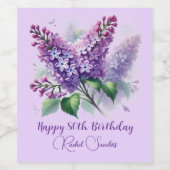 80誕生日紫薄紫花春 ワインラベル (シングルラベル)