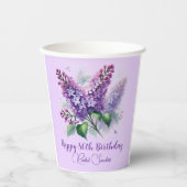 80誕生日紫薄紫花春 紙コップ (正面)