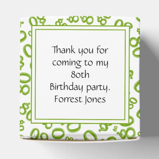 80誕生日緑/白の番号パターン フェイバーボックス (上部)
