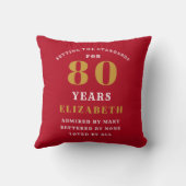 80誕生日規格の設定お名前を追加Red クッション (裏面)