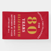 80誕生日規格Redおよび金ゴールドAdd Your Name 横断幕 (横)