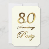 80誕生日記念日金ゴールドアイボリー エレガント 招待状 (正面)