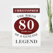 80誕生日赤い正規品の凡例あなたの名前を追加 カード (正面)