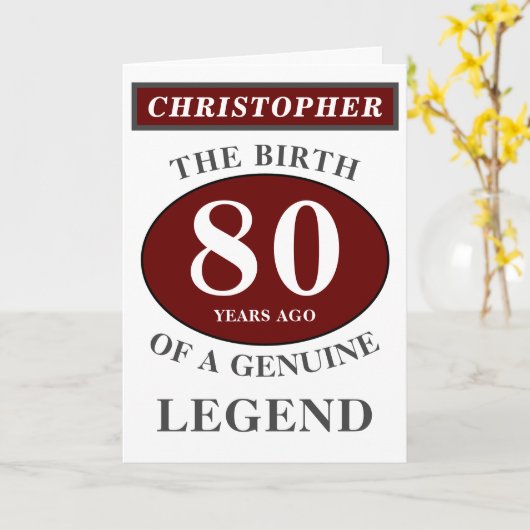 80誕生日赤い正規品の凡例あなたの名前を追加 カード (黄色い花)