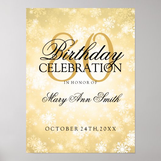 80誕生日金ゴールドウィンターワンダーランド ポスター (正面)