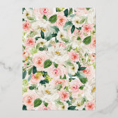 80誕生日金ゴールドピンクバタフライフローラ 箔招待状 (裏面)