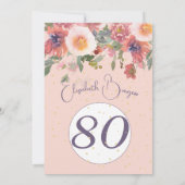 80誕生日金ゴールドフローラピンクローズエレガント 招待状 (裏面)