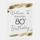 80誕生日金ゴールドブラックウェルカム澄ん アクリルサイン (正面)