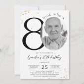 80誕生日金ゴールド招待状カード写真 招待状 (正面)