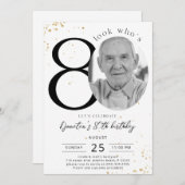 80誕生日金ゴールド招待状カード写真 招待状 (正面/裏面)