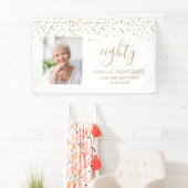 80誕生日金ゴールド紙吹雪三角形フォトホワイト 横断幕 (インサイチュ)