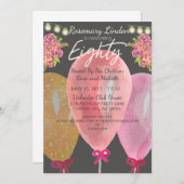 80誕生日風船花とライト招待状 招待状 (正面/裏面)