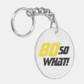 80誕生日黄やる気を起こさせる前向き色黒 キーホルダー (正面左)