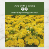 80誕生日黄色い花写真マイルストーン ワインラベル (シングルラベル)