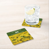 80誕生日黄色フローラマイルストーンパーティー スクエアペーパーコースター (インサイチュ)