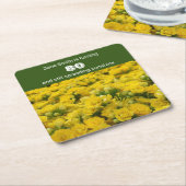 80誕生日黄色フローラマイルストーンパーティー スクエアペーパーコースター (アングル)