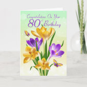 80誕生日黄色紫 カード (正面)