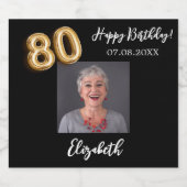 80誕生日黒金ゴールド写真 スパークリングワインラベル (シングルラベル)