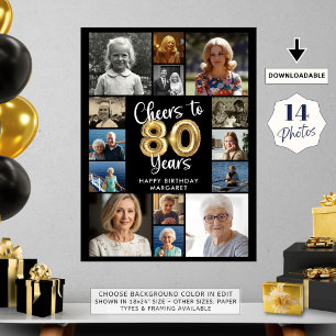 80誕生日14フォトコラージュ応援～80年 ポスター