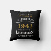 80誕生日1941生まれレトロ黒パーソナライズされた クッション (裏面)