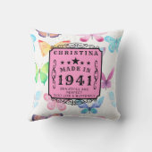 80誕生日1941生まれ蝶あなたの名前を追加 クッション (裏面)