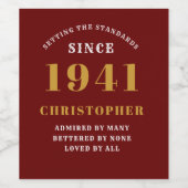 80誕生日1941赤金ゴールドレトロ パーソナライズされた ワインラベル (シングルラベル)