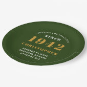 80誕生日1942グリーン金ゴールドラブパーソナライズされた ペーパープレート (アングル)