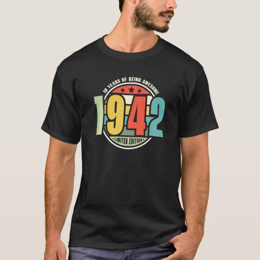 80誕生日1942レトロヴィンテージティー80年Awe Tシャツ (正面)