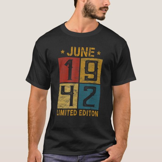 80誕生日1942年生まれ6月80歳Bd Tシャツ (正面)