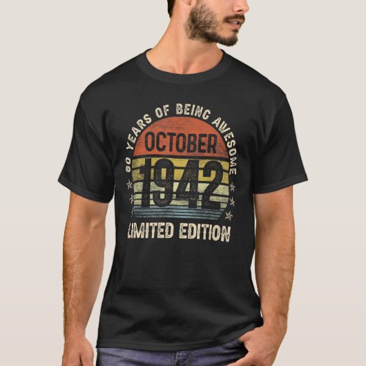 80誕生日1942年10月80歳1 Tシャツ (正面)