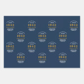 80誕生日1942青い金ゴールドのためパーソナライズされた ラッピングペーパーシート (正面2)