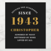 80誕生日1943黒金ゴールドレトロ パーソナライズされた ワインラベル (シングルラベル)