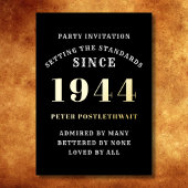 80誕生日1944ブラック金ゴールドパーソナライズされたのために 箔招待状
