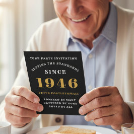 80誕生日1946ブラック金ゴールドパーソナライズされたのために 招待状