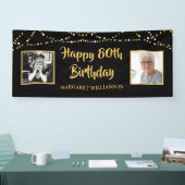 80誕生日2フォトブラック金ゴールドライト 横断幕 (トレードショー)