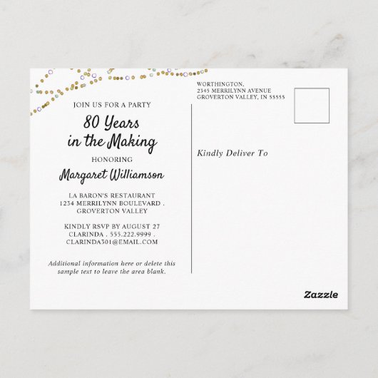 80誕生日2写真レトロ制作年 ポストカード (裏面)