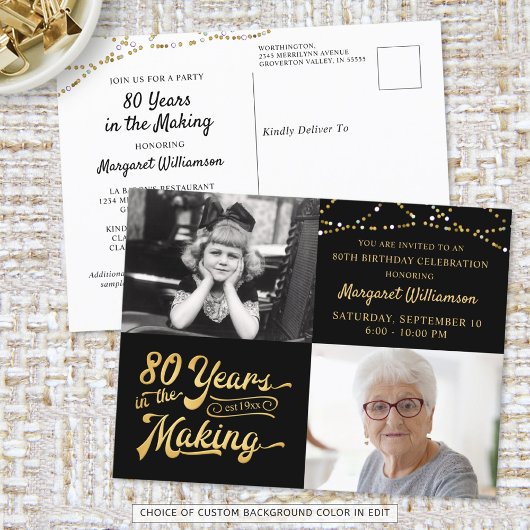 80誕生日2写真レトロ制作年 ポストカード