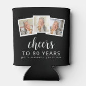 80誕生日3フォトブラック金ゴールドスクリプト応援 缶クーラー (裏面)