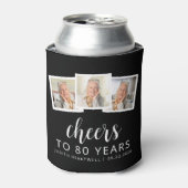 80誕生日3フォト白黒スクリプト応援 缶クーラー (缶正面)