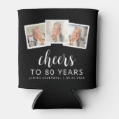 80誕生日3フォト白黒スクリプト応援 缶クーラー (正面)