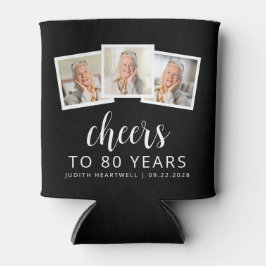 80誕生日3フォト白黒スクリプト応援 缶クーラー